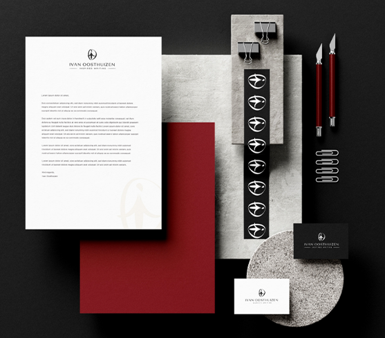 Brand identity design for professional writer and communicator